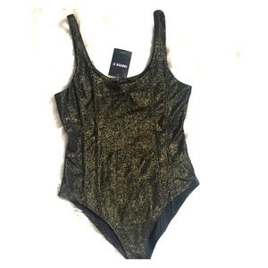 Black/gold knit body suit. Sz M